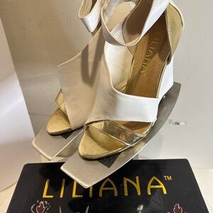 Lillian Jaida-11 Women's White & Gold Wedge shoes size 6.5
